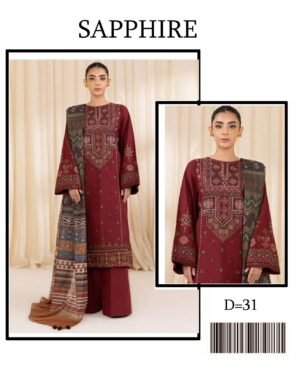 Sapphire D31 Maroon Printed Suit