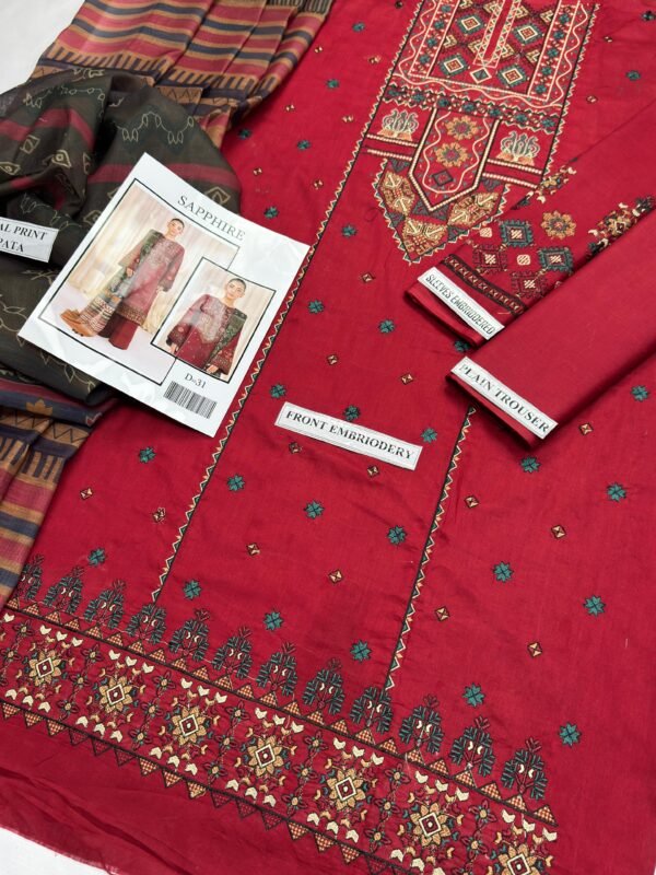 Sapphire D31 Maroon Printed Suit - Image 4
