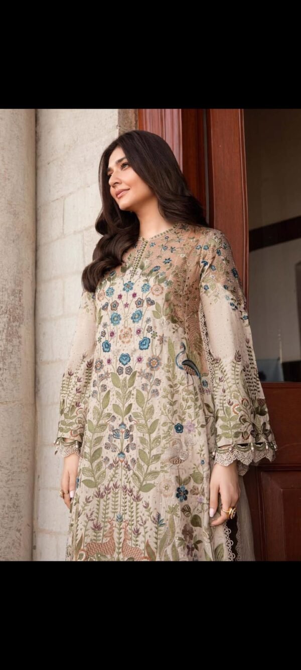 "Maria B D11 Embroidered Lawn Suit" - Image 3