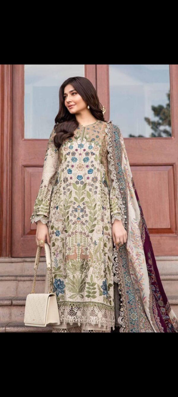 "Maria B D11 Embroidered Lawn Suit" - Image 2
