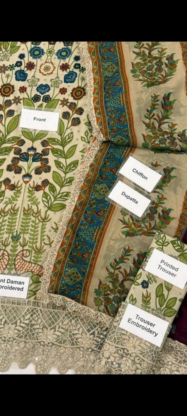 "Maria B D11 Embroidered Lawn Suit" - Image 6